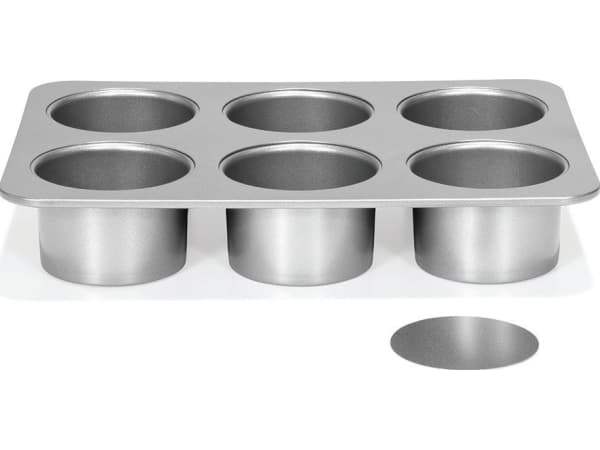 Patisse Patisse - Mini 6 kakeformer med avtagbar bunn 8cm SØLVTOPP