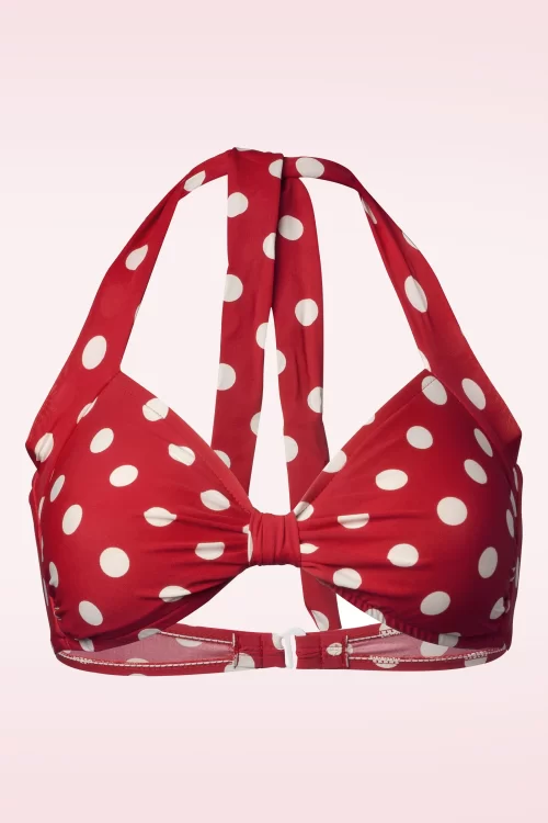 Esther Williams Klassieke polka bikinitop in rood en wit