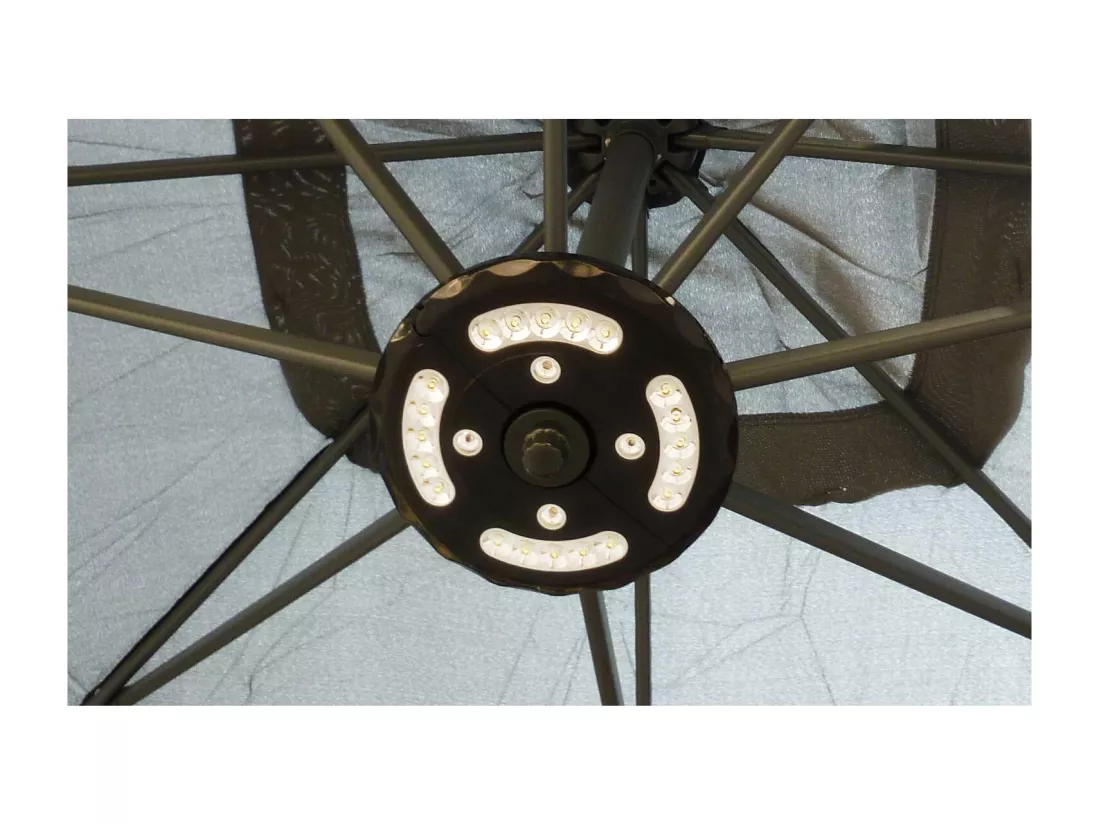 Parasol LED déporté carré 3x3m gris SOLENZARA LED