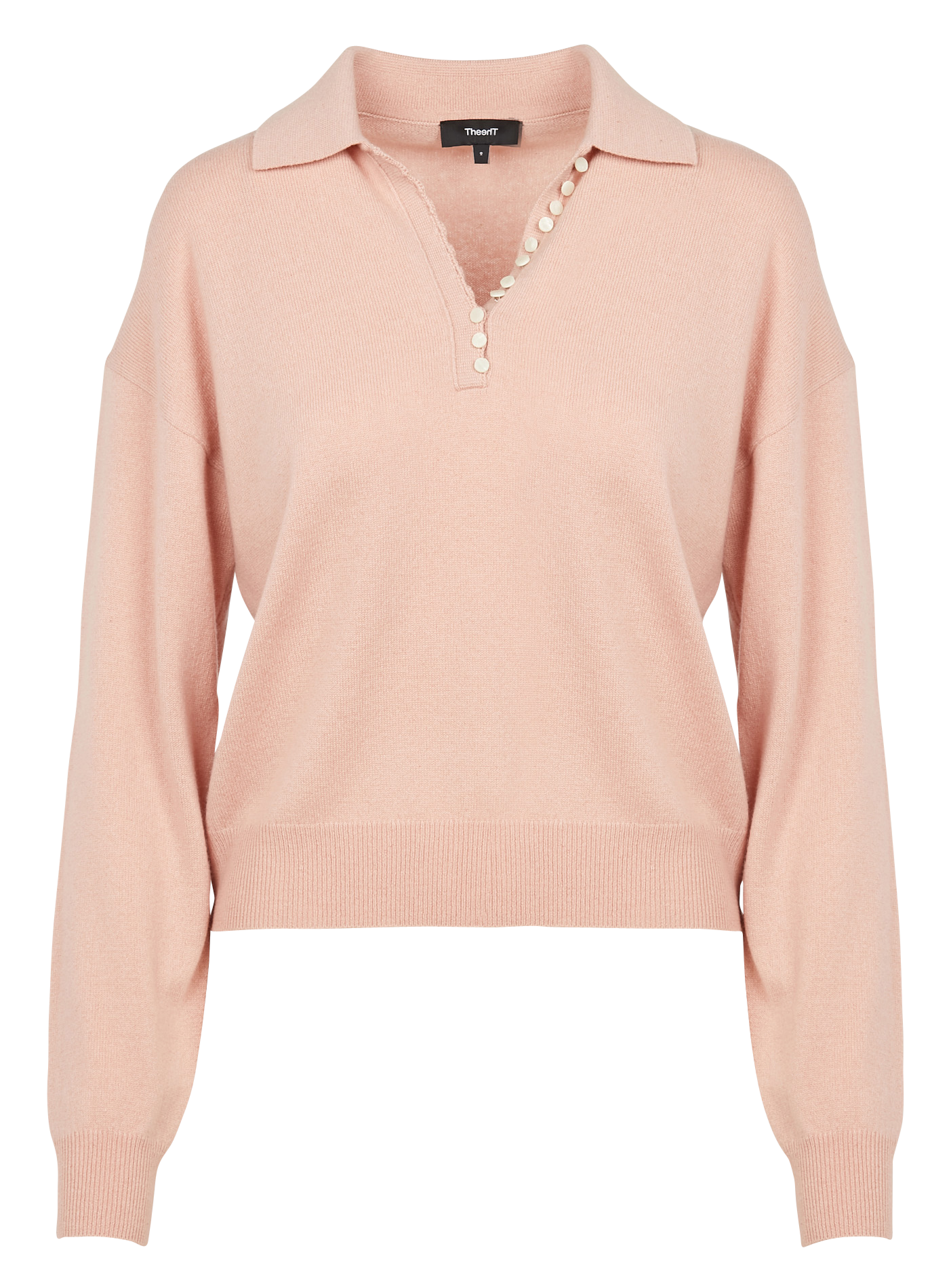 Pull col v en cachemire | Rose