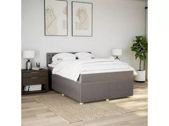 Sommier à lattes de lit avec matelas Taupe 140x190 cm Tissu