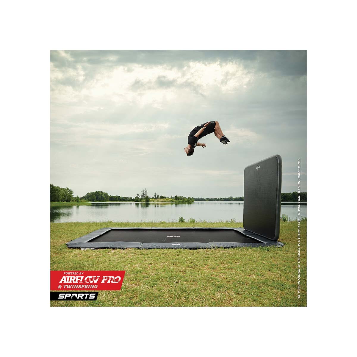 Bergtoys Berg Ultim Champion Trampolin FlatGround Aerowall Schwarz-Grau