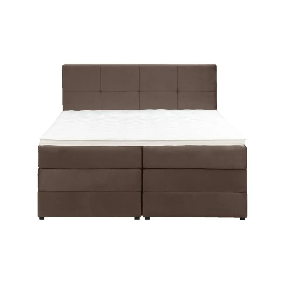 Boxspring met opbergruimte Liv geblokt - bruin - 140x200 cm