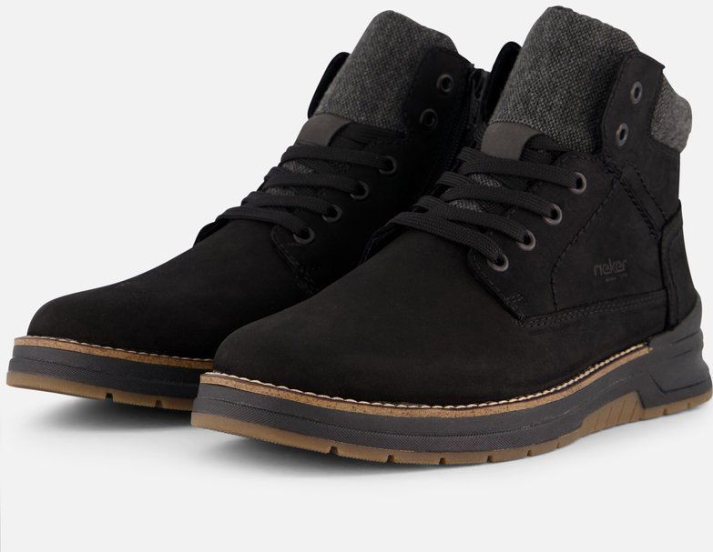 Rieker - Veterboots - Zwart - Textiel/Synthetisch - Uitneembaar Voetbed