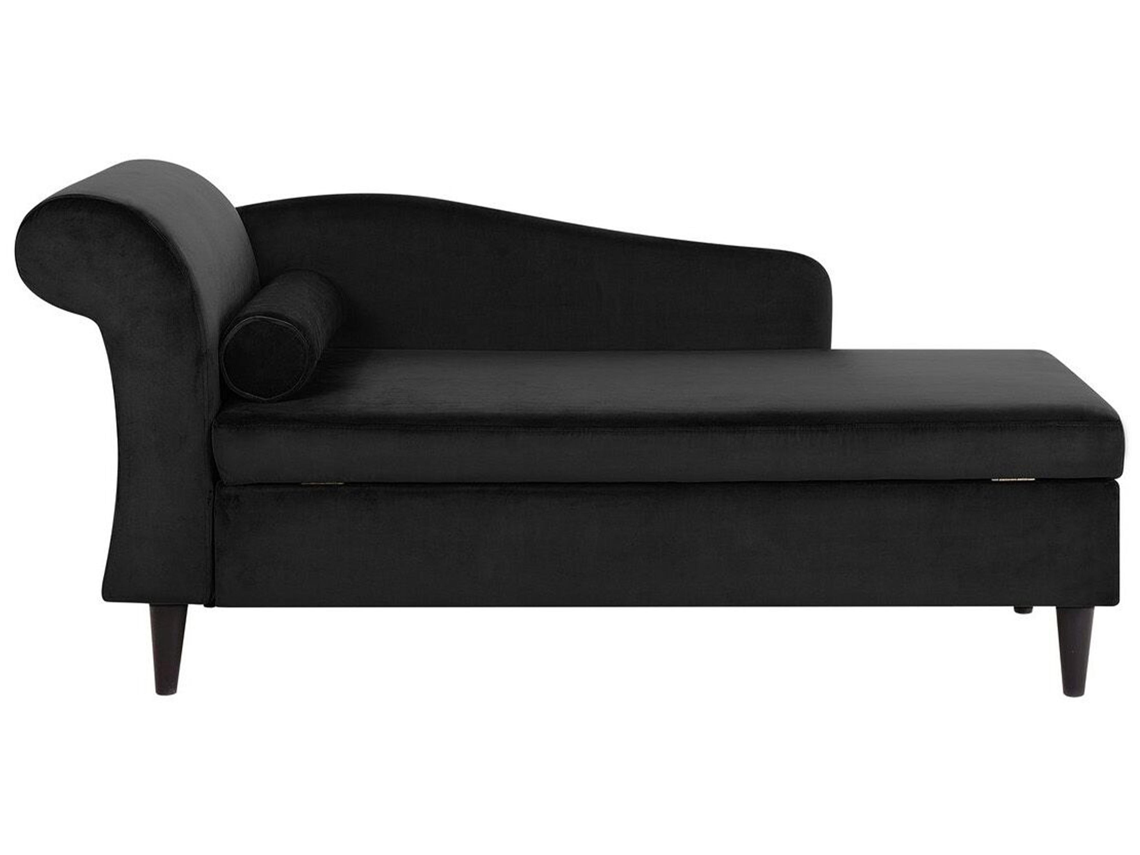 Linkszijdige chaise longue LUIRO Fluweel Zwart met opbergruimte