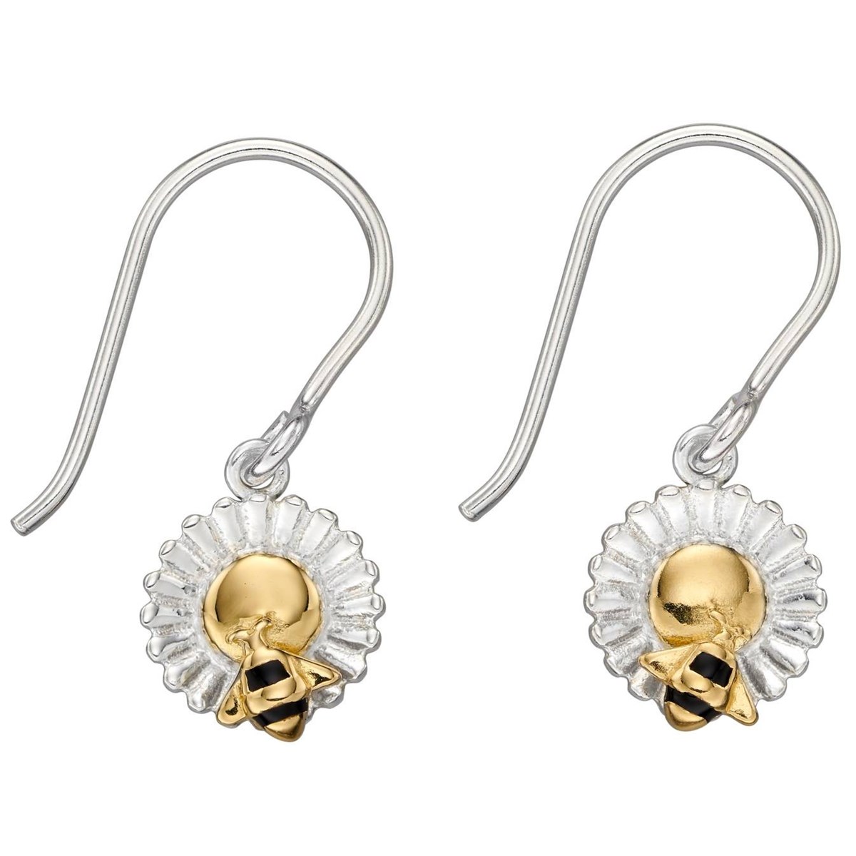 Boucle d'oreille abeille plaqué or en argent 925/1000