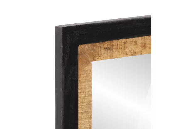 Miroir de salle de bain 55x1x60cm verre et bois massif manguier