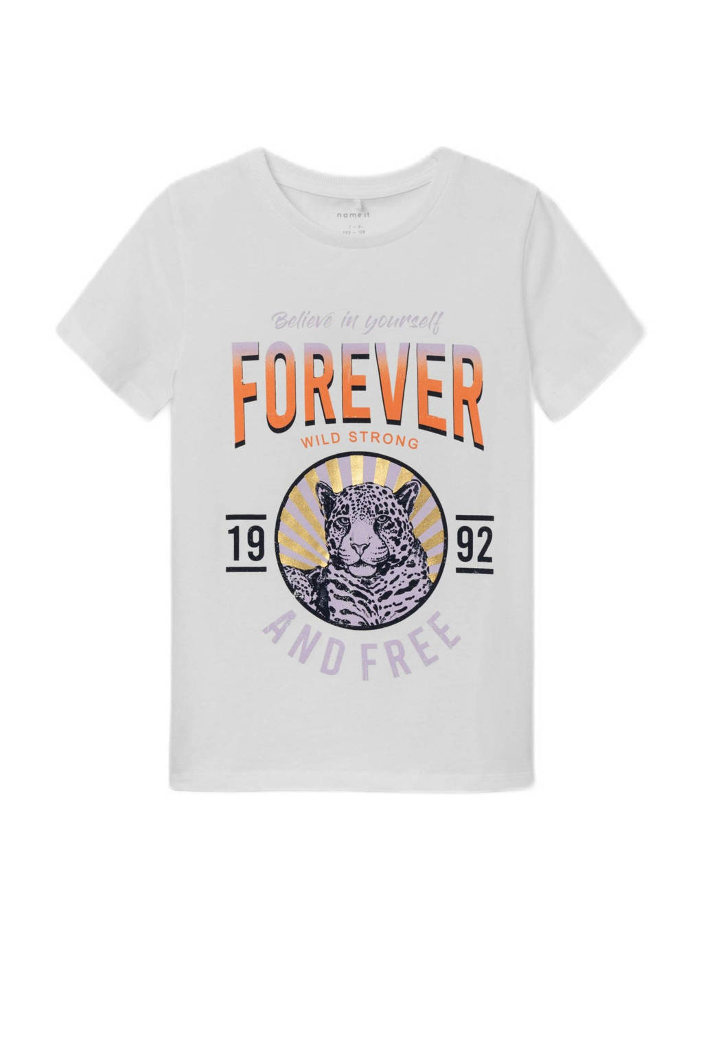 NAME IT T-shirt NKFHECILLE met printopdruk wit