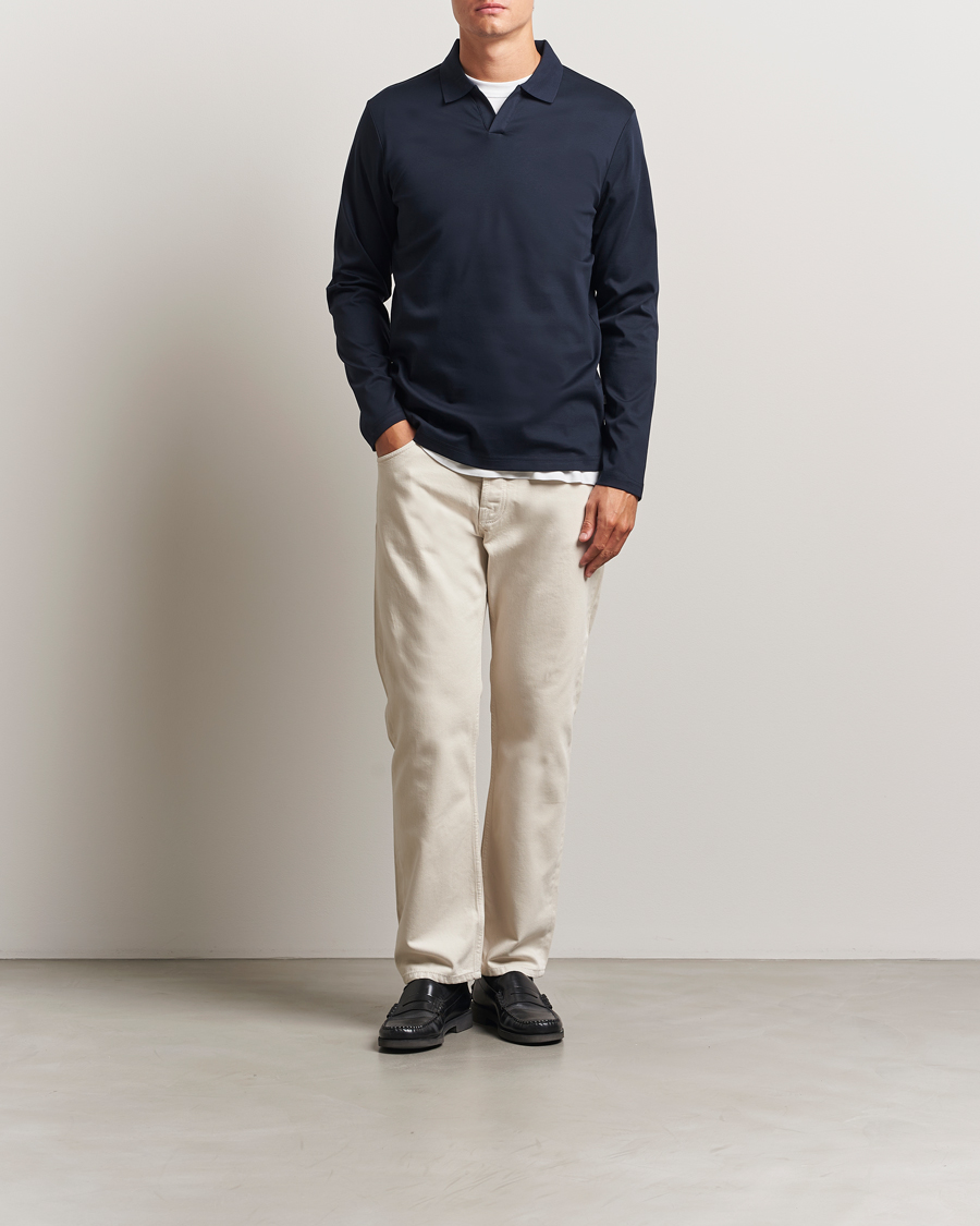 NN07 Paul Long Sleeve Polo Navy Blue