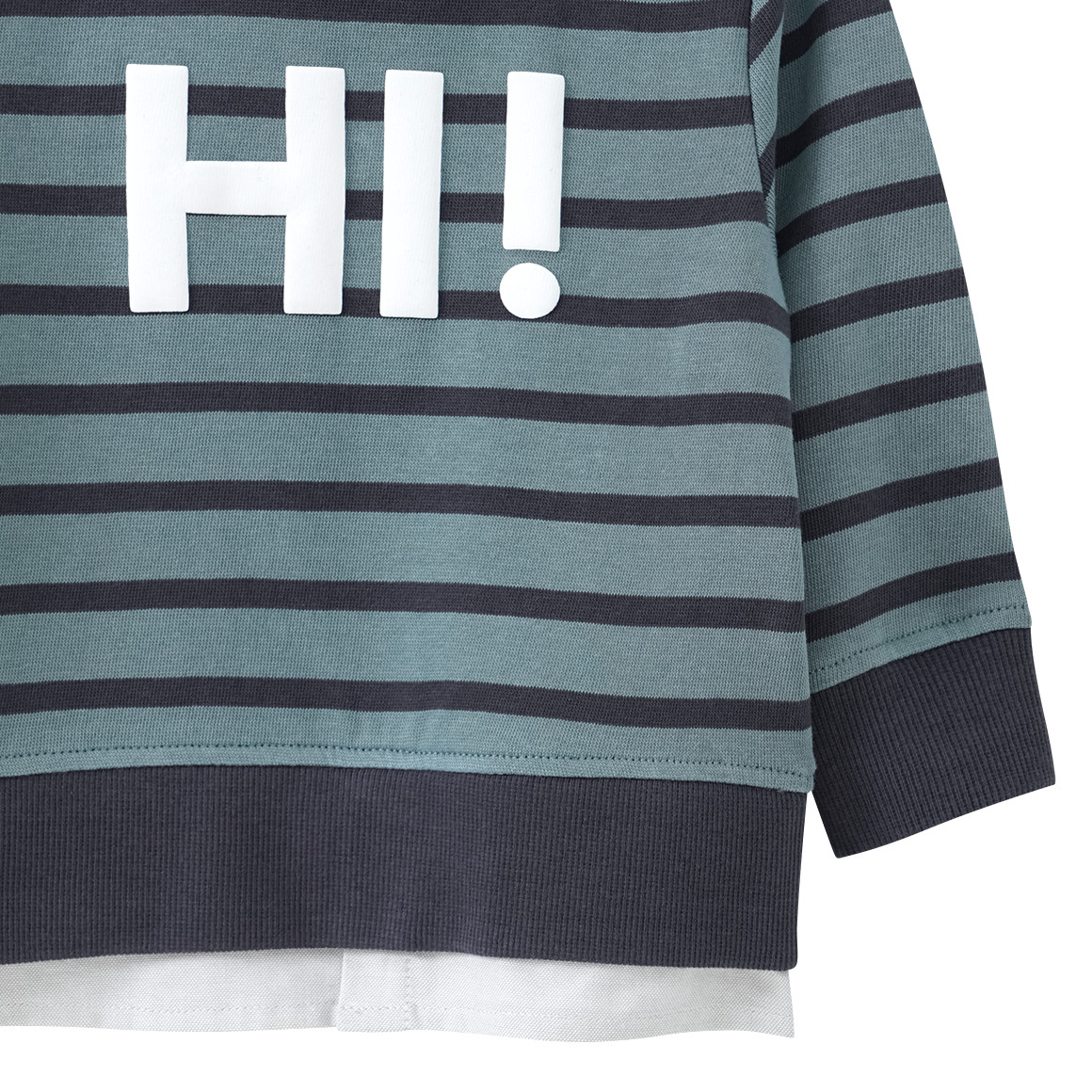 Topomini Baby Sweatshirt mit Hemdeinsatz salbei / dunkelgrau