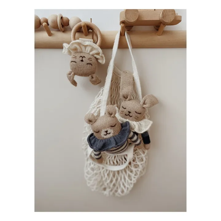 Main Sauvage Hochet en bois Lapin | Beige
