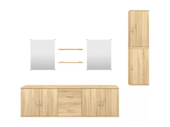 Ensemble de meubles salle de bain 7 pcs chêne bois d'ingénierie