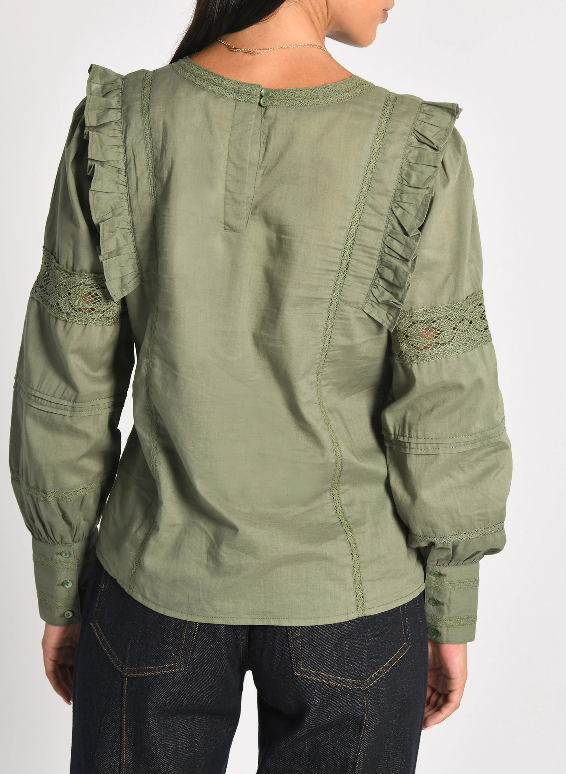 LEA - Blouse col rond en coton| Kaki