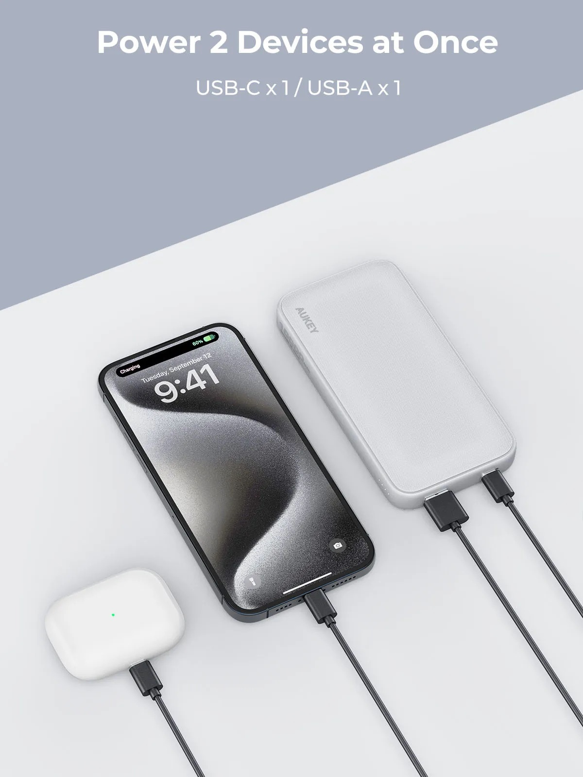 (20W) Spark GO 10000mAh USB A / USB C Powerbank Power Delivery Ladegerät mit LED Anzeige (PB-Y46P WH) - Weiss