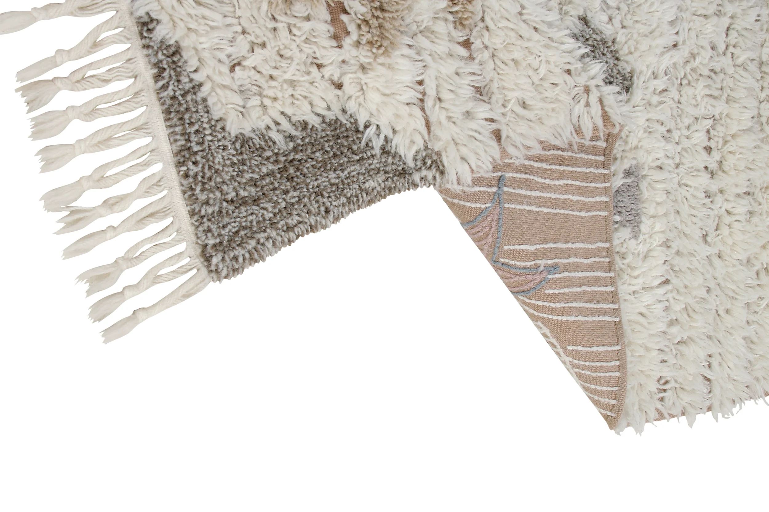 TUBA - Tapis rectangulaire en laine lavable | Beige