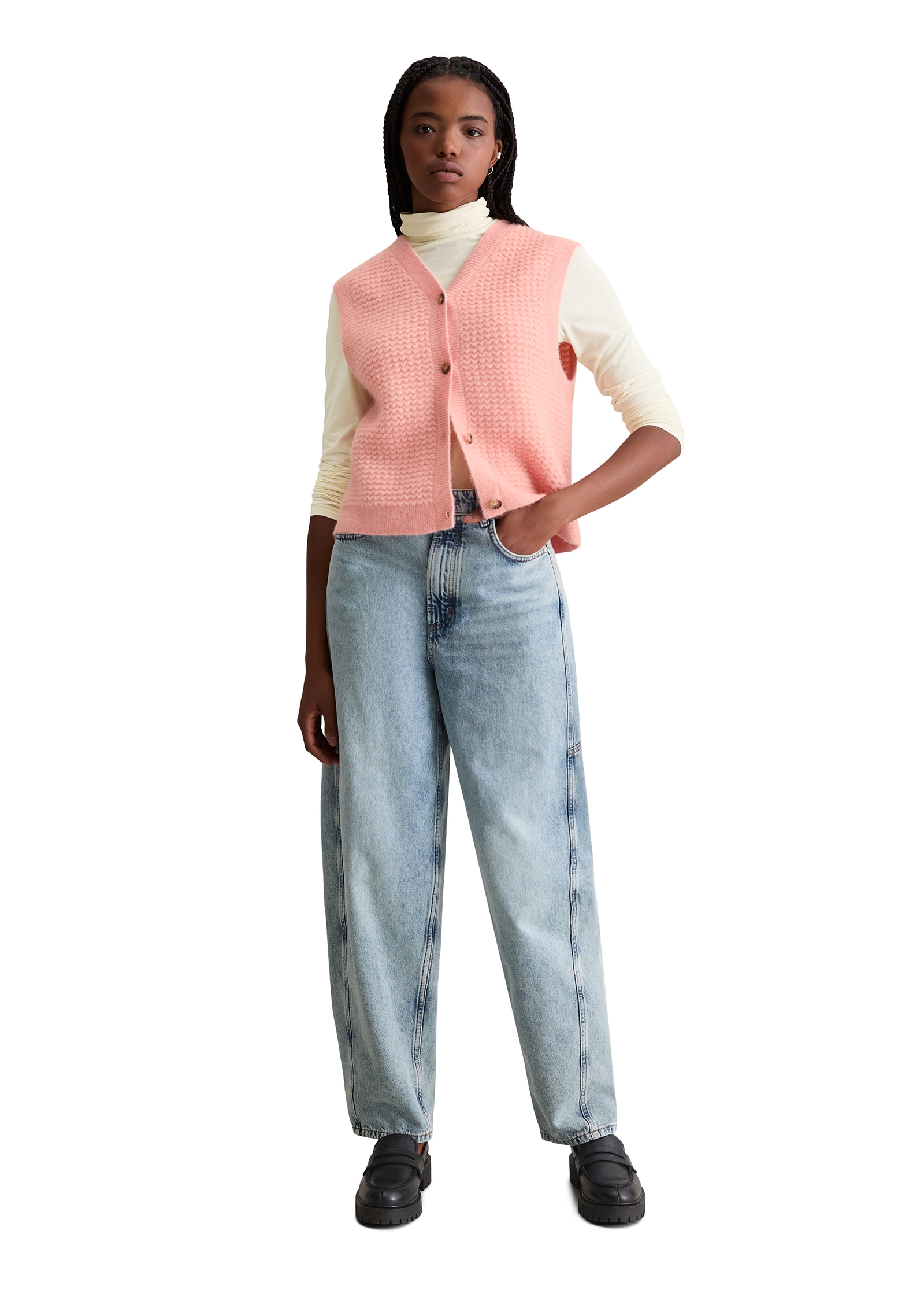 Marc O'Polo DENIM Pullunder , mit Knöpfen, regular fit, aus Wolle-Mix, moderne Zickzack-Struktur