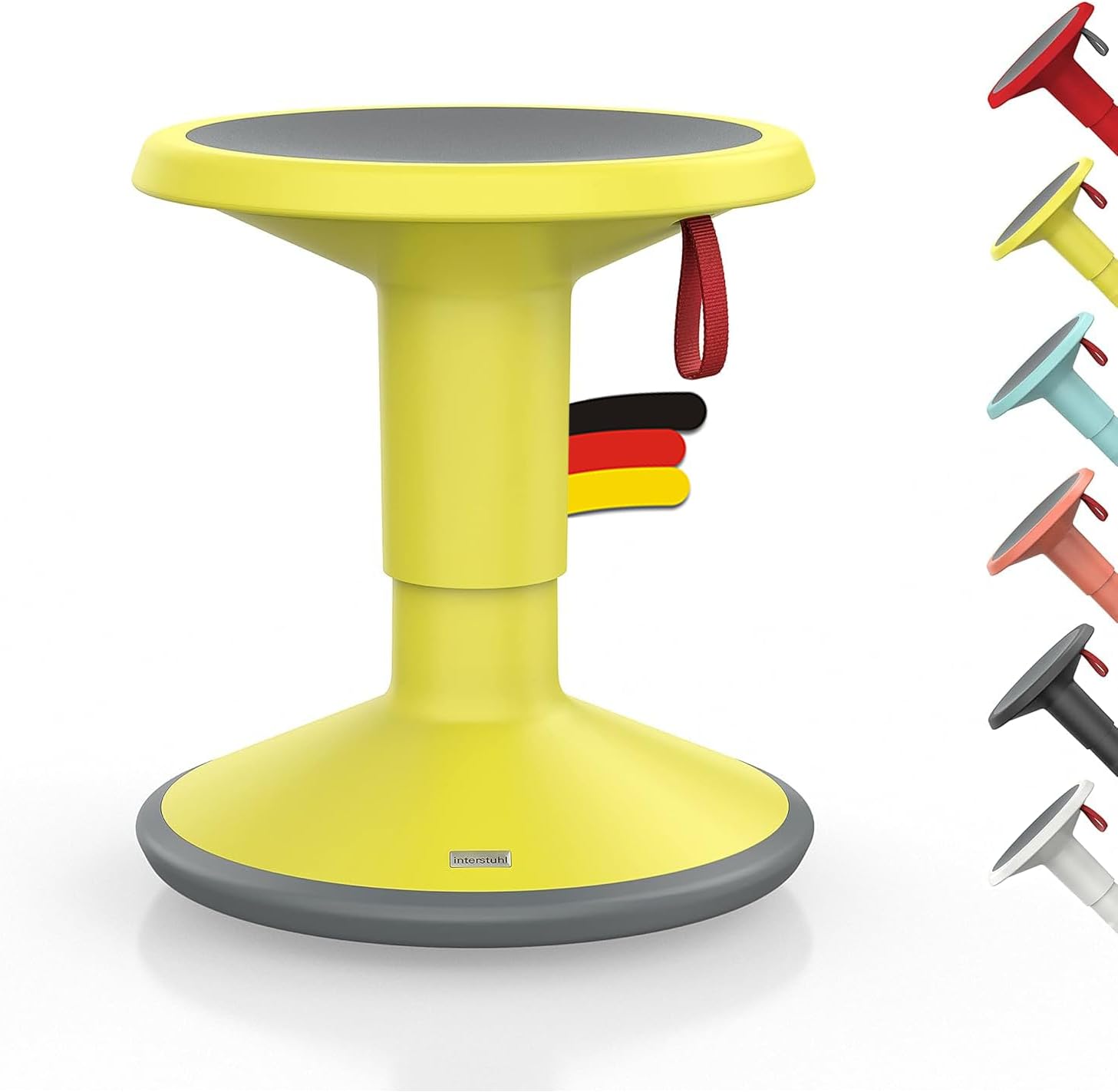 Interstuhl UPis1 - ergonomischer Sitzhocker mit Schwingeffekt - höhenverstellbar - Hocker mit rutschhemmender Standfläche & Kippschutz - Bürohocker (Zitronengelb, UP Junior)