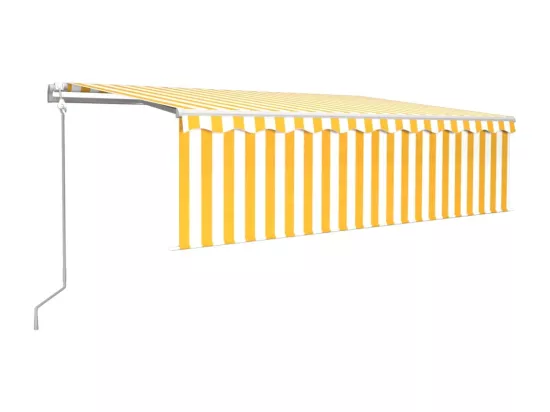 Auvent automatique store capteur de vent/LED 5x3 m Jaune/blanc