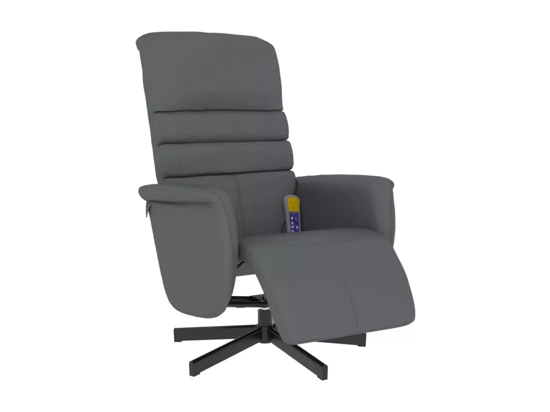 Fauteuil inclinable massant repose-pieds gris similicuir
