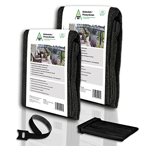 CoverUp! Balkonscherm 0,9 m x 3 m (180 g/m²) – Balkonbekleding, Terrasscherm, Ondoorzichtig – incl. 30 klittenbandkabelbinders – Zwart