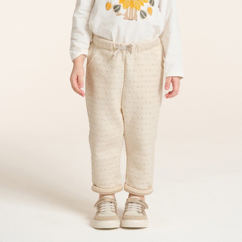 Pantalon chaud molleton fantaisie à motifs rose bébé fille Blanc