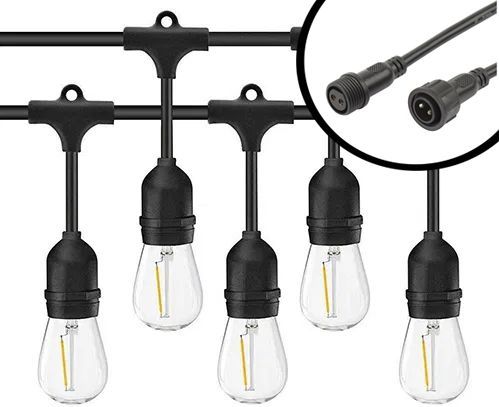 50m Arena LED Prikkabel - IP65 Lichtsnoer Buiten - koppelbaar - inclusief 50x E27 lampen - Incl. Stekker
