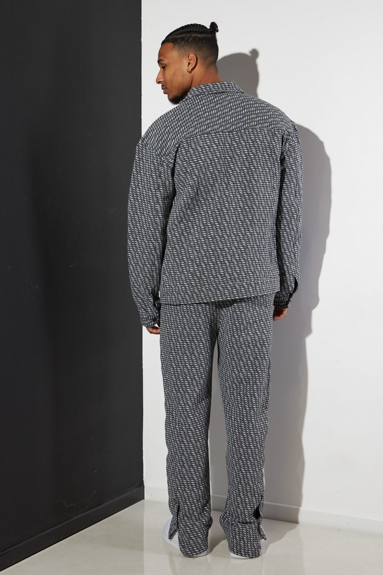 Ensemble 2 pièces veste + pantalon noir, gris et blanc