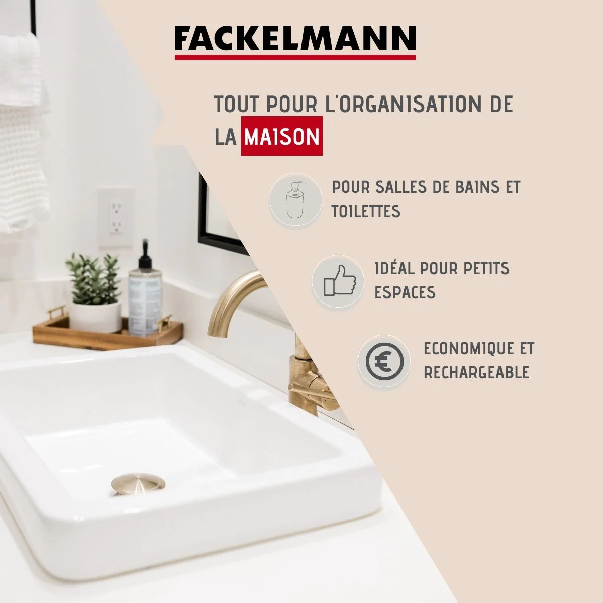 Distributeur de savon moderne gris 20,5 cm Tecno Fackelmann