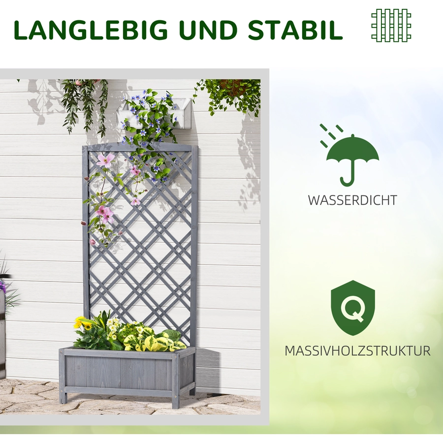 Outsunny Rankkasten im Spalierrahmen-Design hellgrau