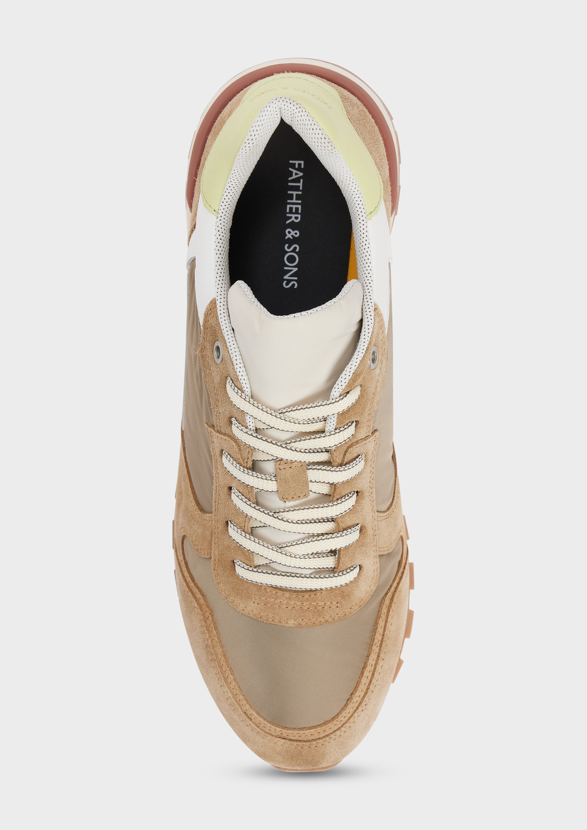 Baskets basses bi-matière beige et blanc