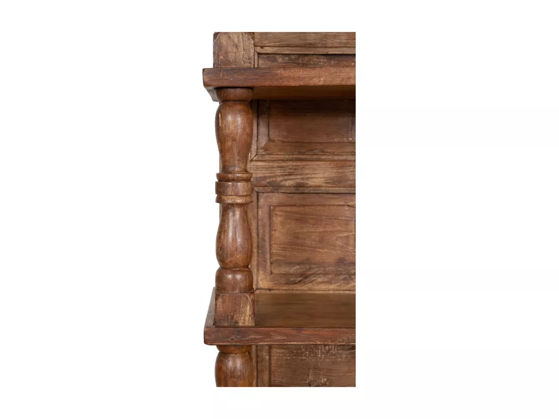 BISCOTTINI Armoire - Bois de tilleul massif finition noyer antique - Polyvalente - Rangement - Jardin - Salon - Cuisine - Salle à manger - Étagères - Chambre - Buffet - 70x32x193 cm