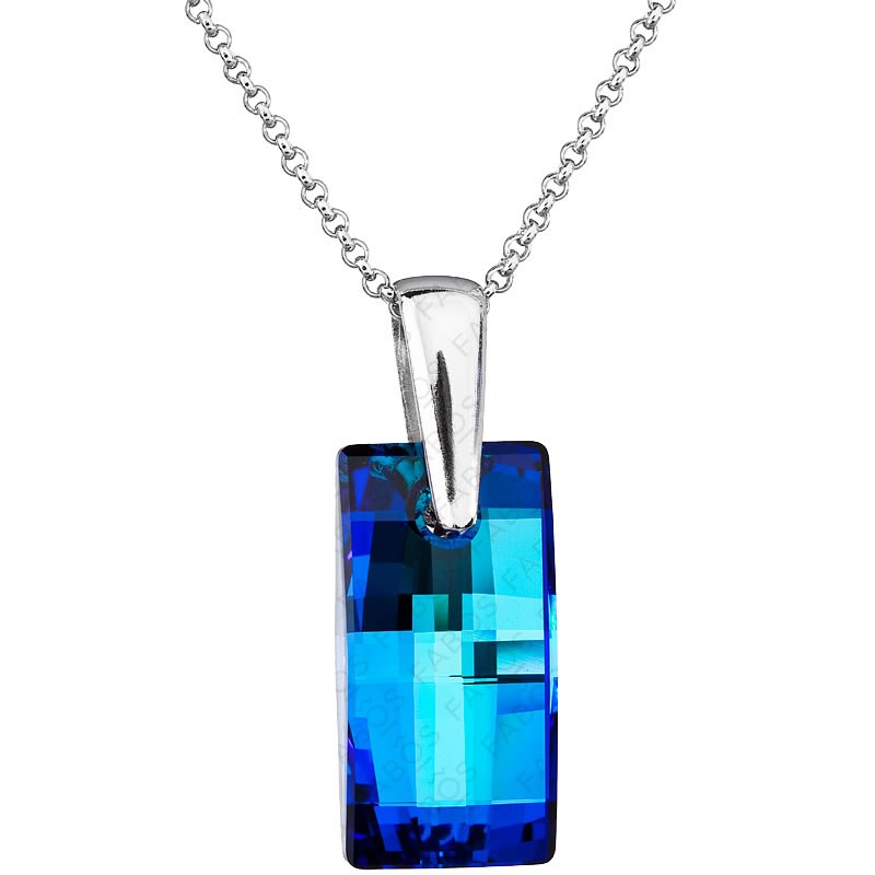 Collier cristal bleu en plaqué or blanc et rhodié