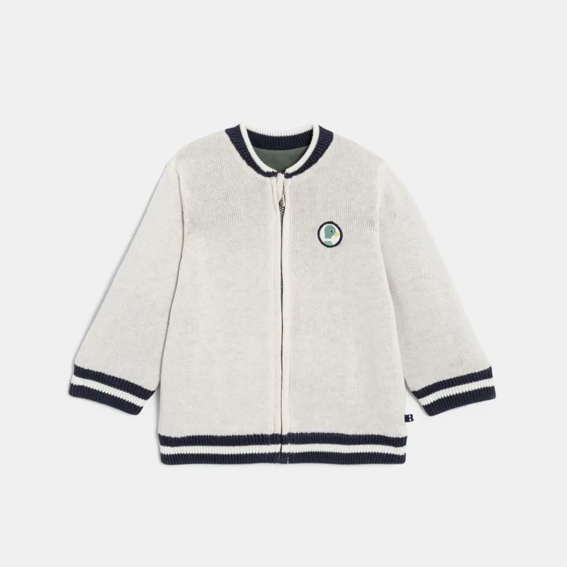 Gilet zippé maille réversible vert bébé garçon Vert