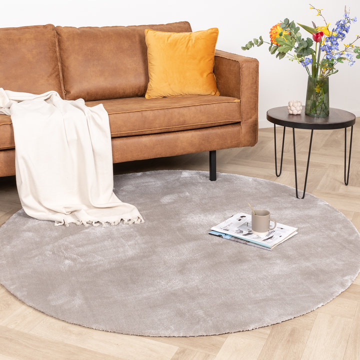 Rond viscose vloerkleed - Vive Grijs | Wasbaar!