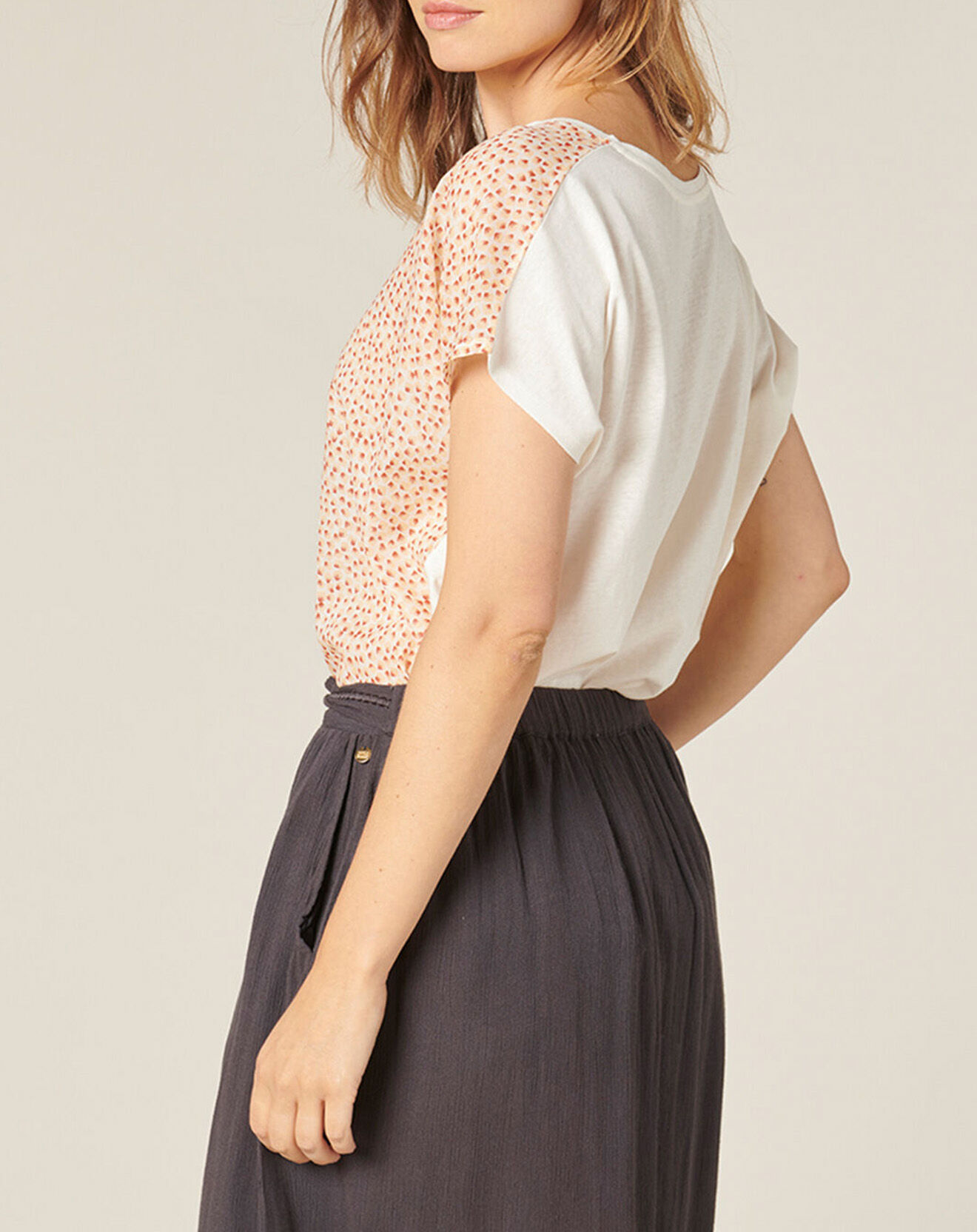 Harris Wilson T-Shirt en Coton & Lin Isaline imprimé papaye