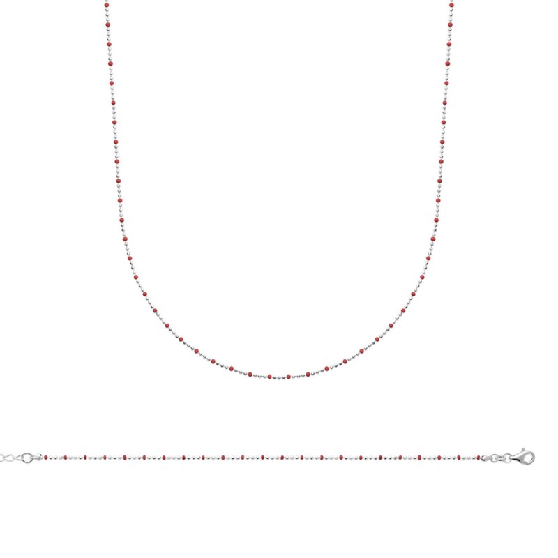 Collier Femme - Argent 925 - Email - Longueur : 45 cm