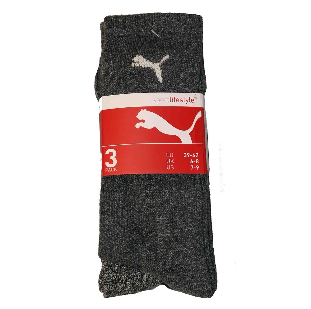3er Pack PUMA Damen und Herren Sportsocken - grau-sortiert - 35/38