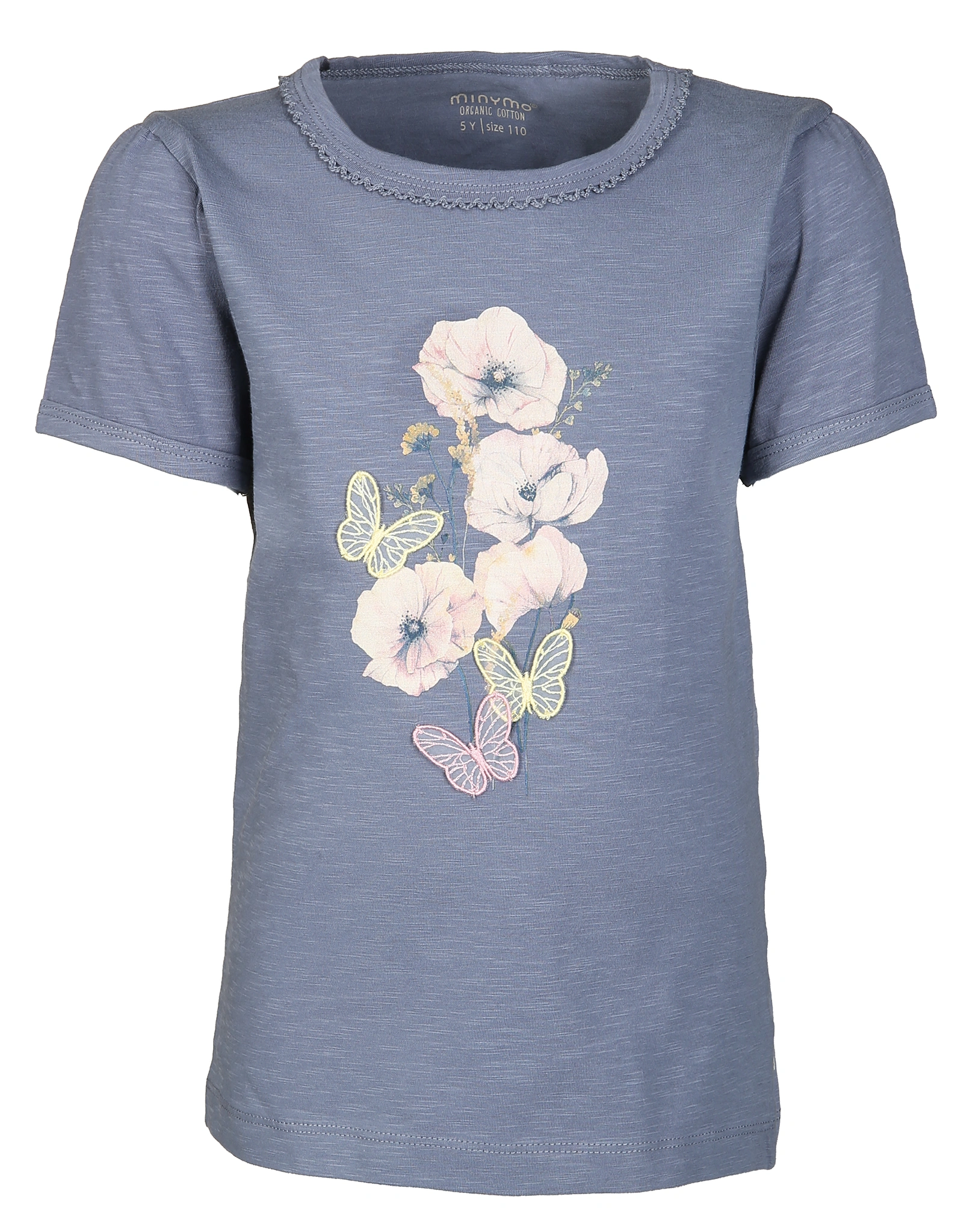 T-Shirt POPPY BOUQUET in graublau