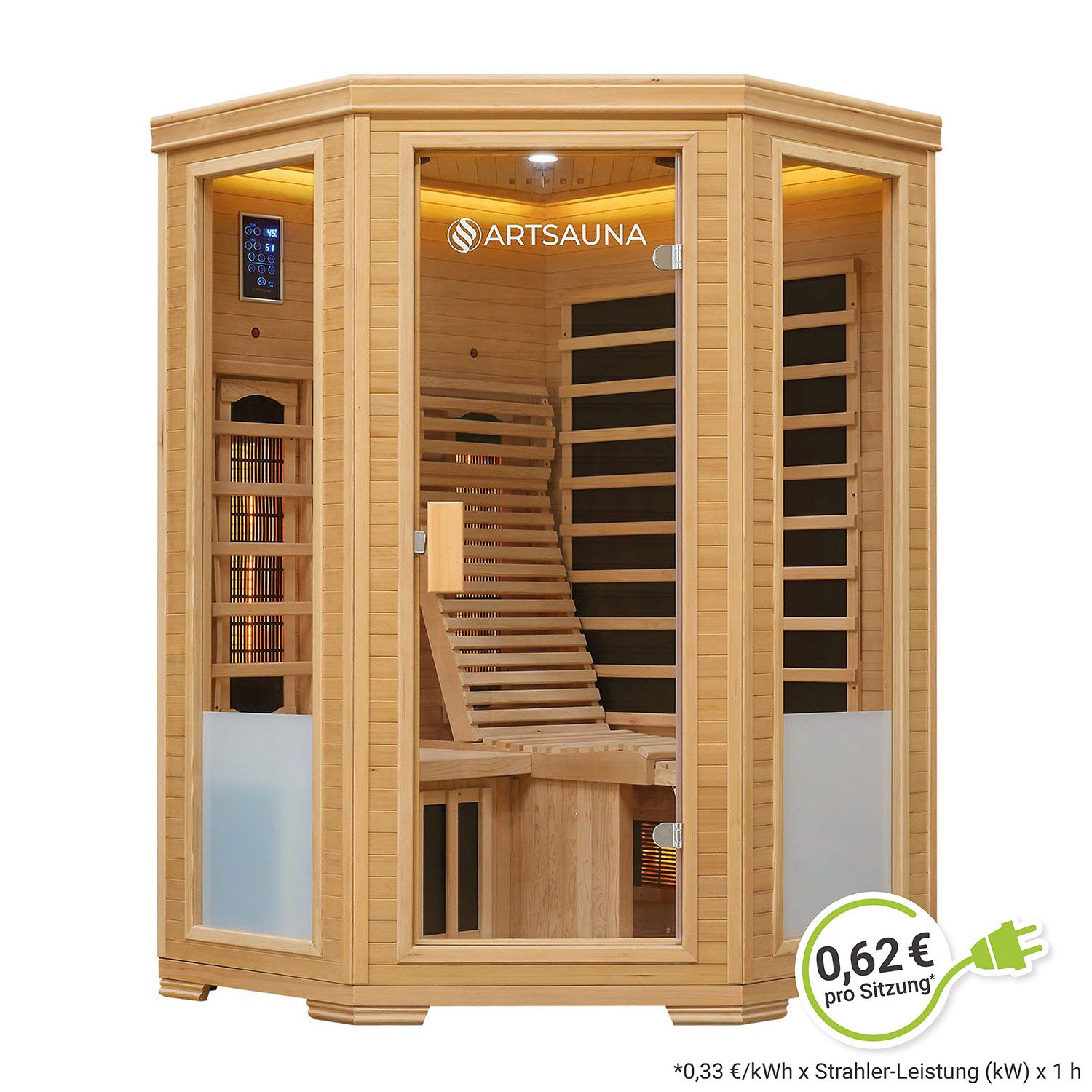 Artsauna Infrarotkabine Aalborg mit Dual-Technologie | 2 Personen Wärmekabine aus Hemlock Holz