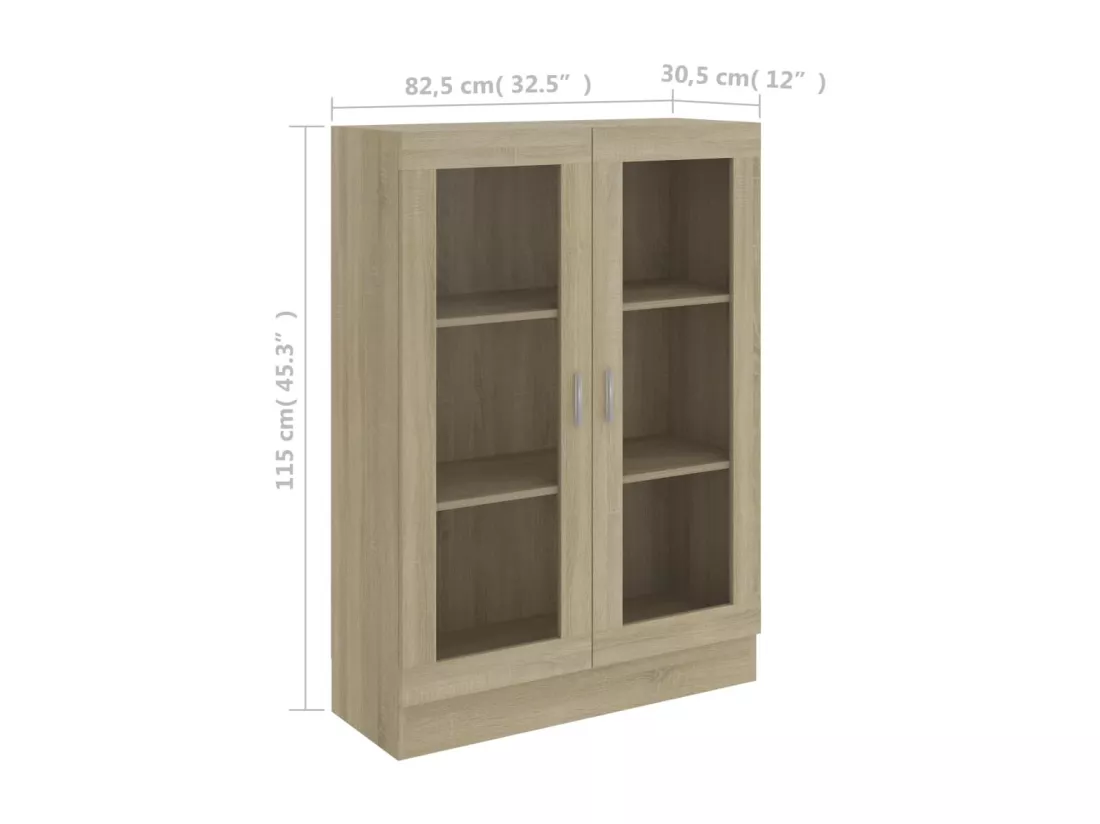 Armoire à vitrine Chêne sonoma 82,5x30,5x115 cm Aggloméré