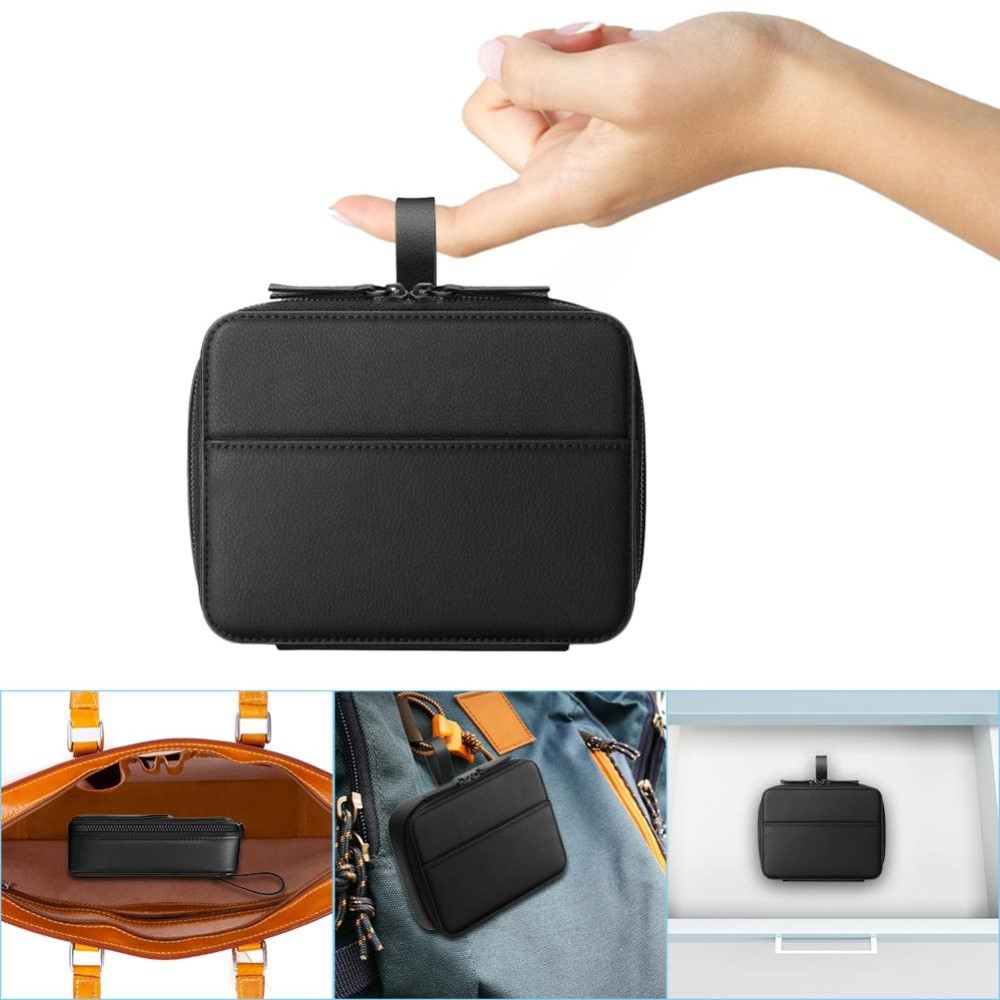 Aufbewahrungs Leder Tasche Organizer für Ersatz Armbänder mit 6 Fächern - Schwarz