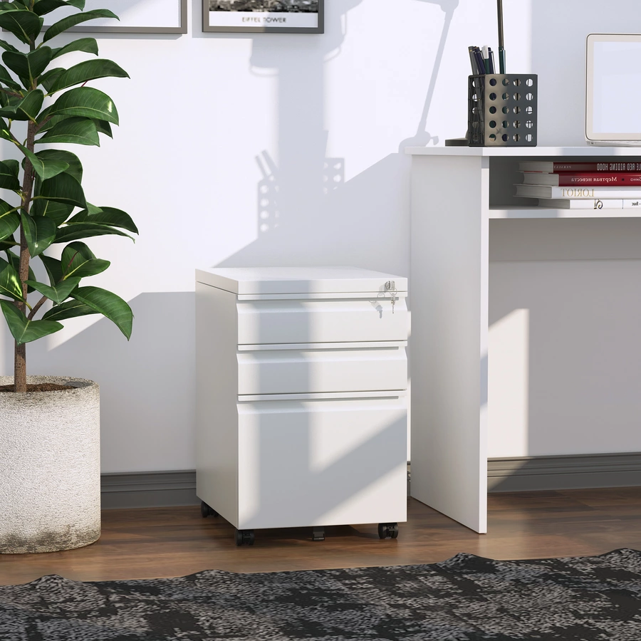 Vinsetto Rollcontainer mit Schubladen und Ablagefläche weiß