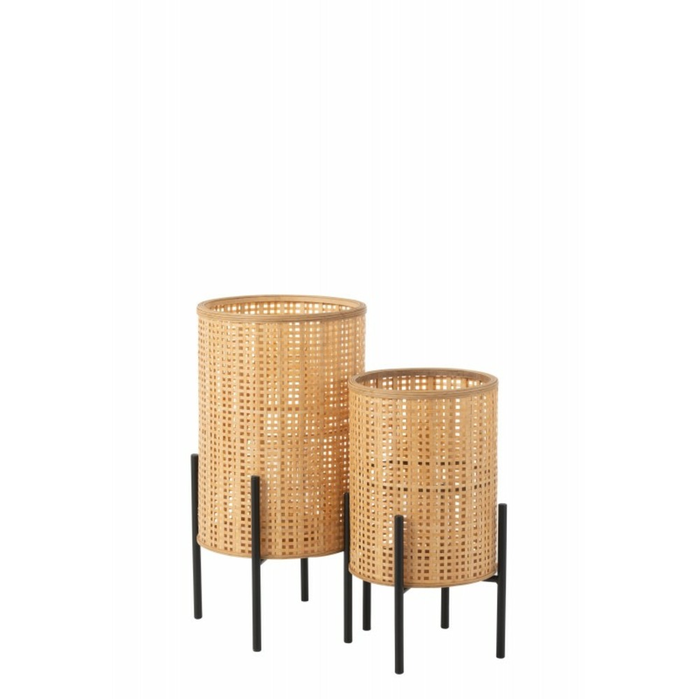 Lanterne a pied bamboo naturel petit
