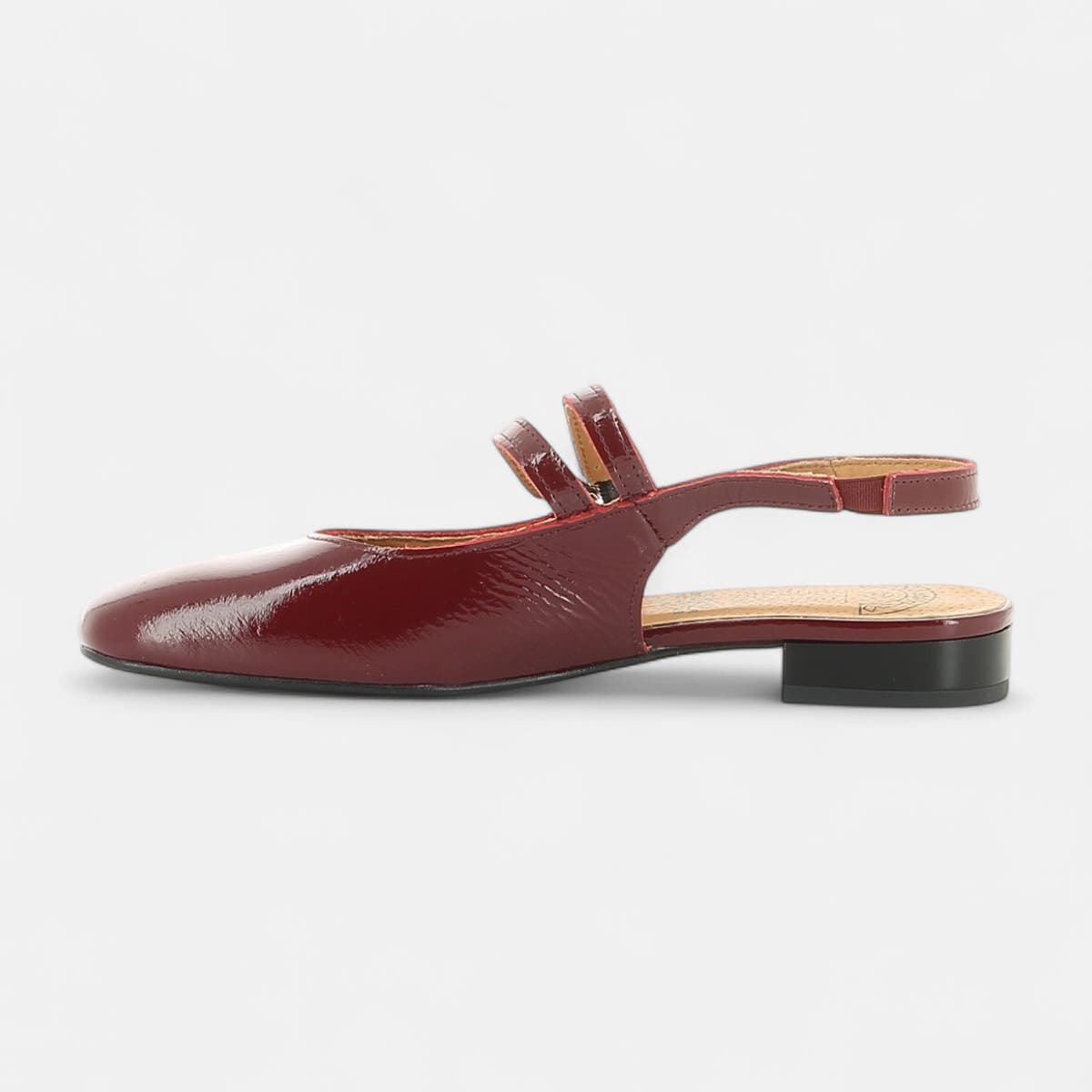 Escarpins avec bride arrière Femme en cuir bordeaux