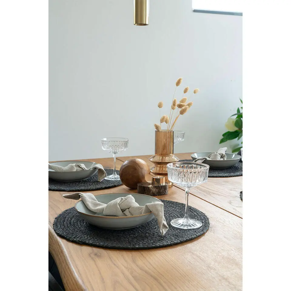 Hioshop Bombay Placemat Ø38cm- set van 4 donkergrijs
