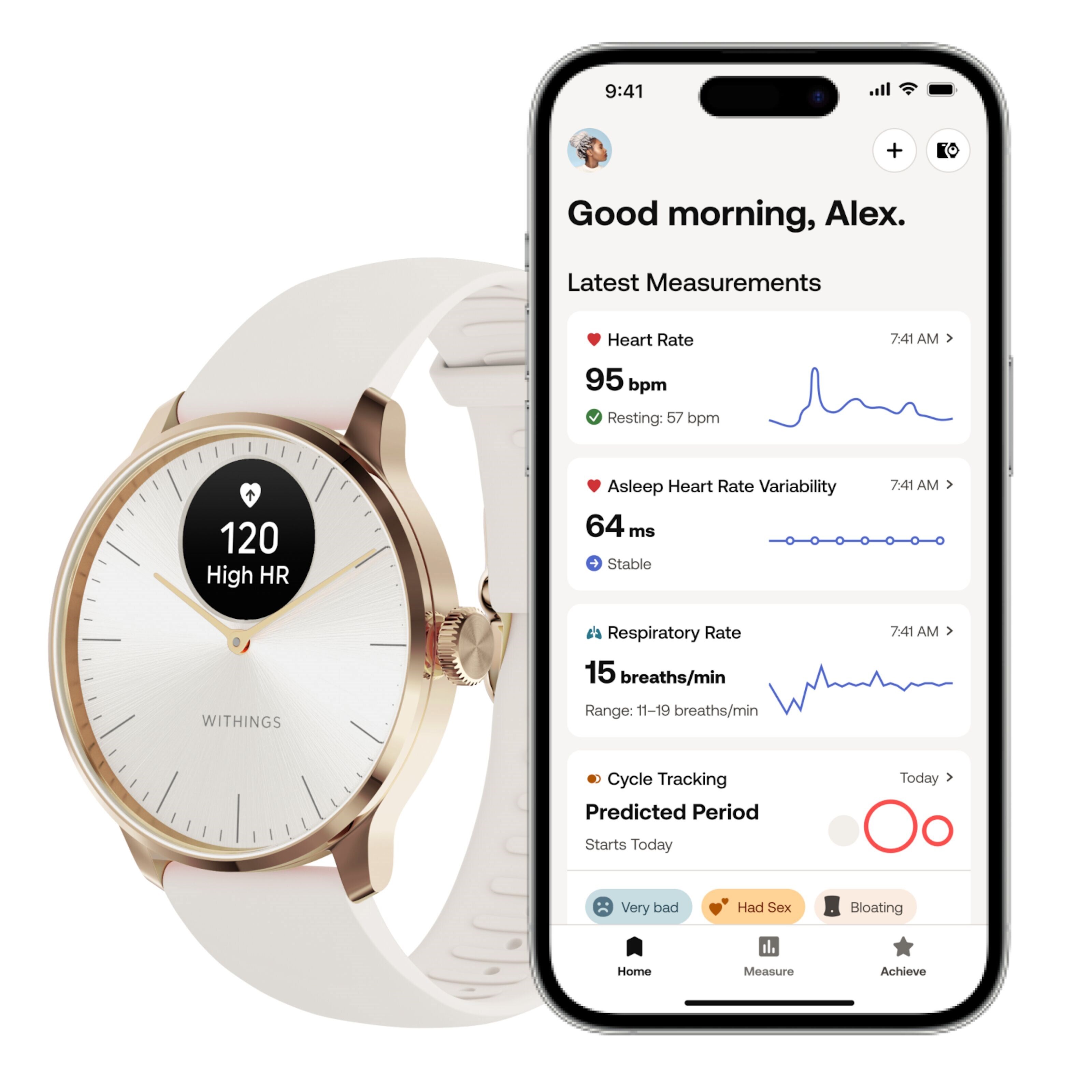 Withings Scanwatch Light Smartklokke med klassisk urskive 37 mm Rose Gold