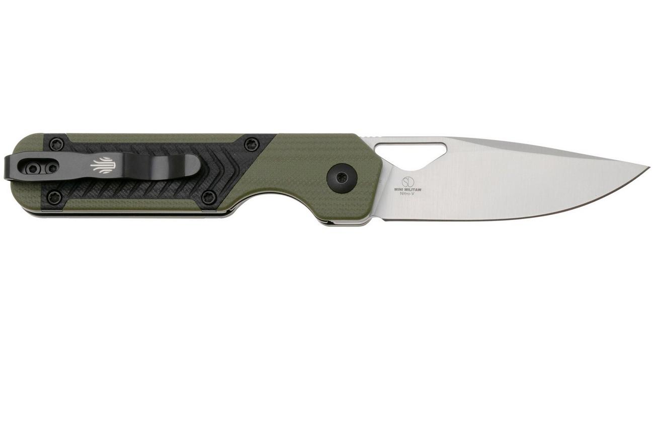 Kizer Vanguard Mini Militaw V3634SA6 Liner Lock, Satin Nitro-V, Green G10, Black G10 Inlay, zakmes, Jonathan Styles design