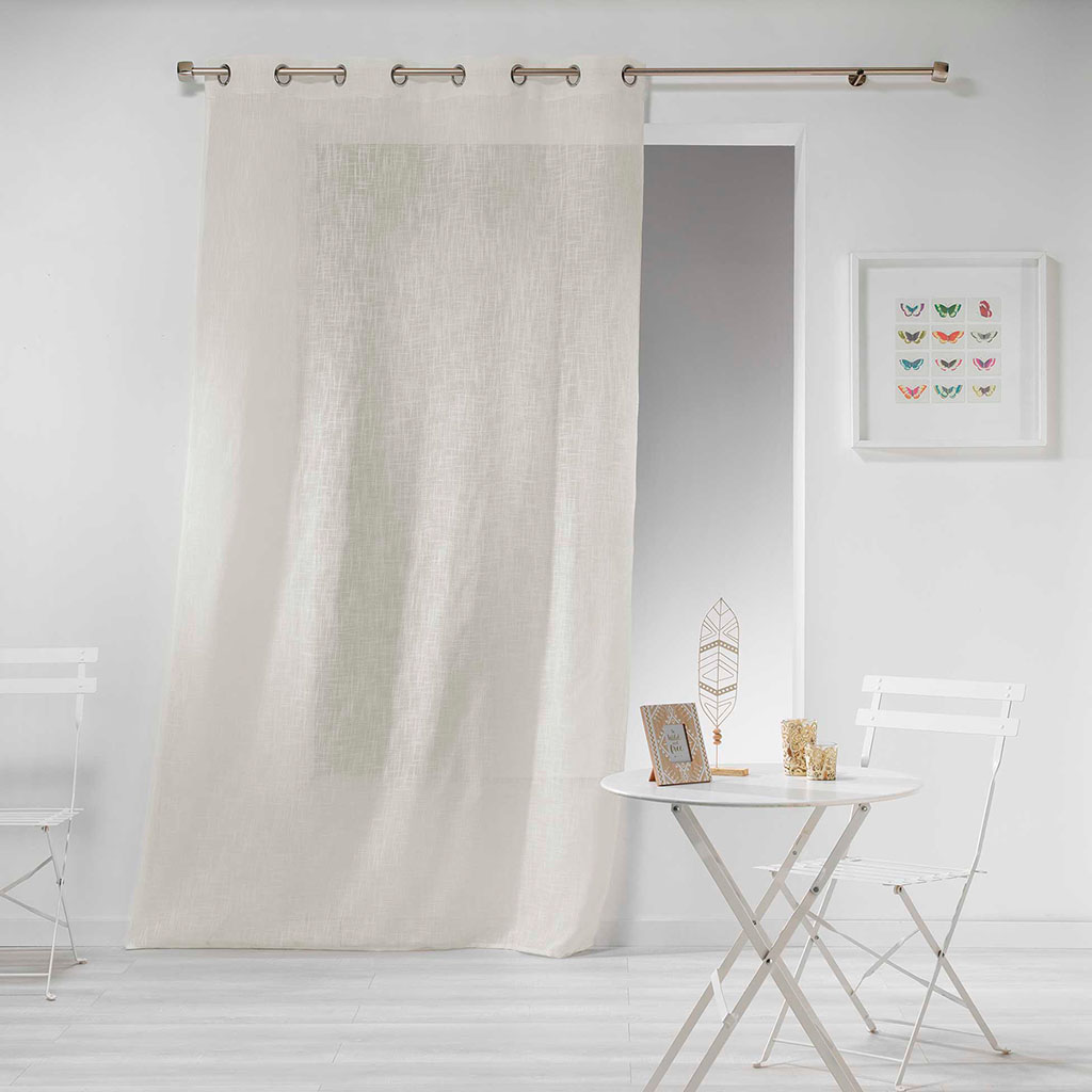 Voilage à œillets polyester effet lin tissé naturel 140x240cm