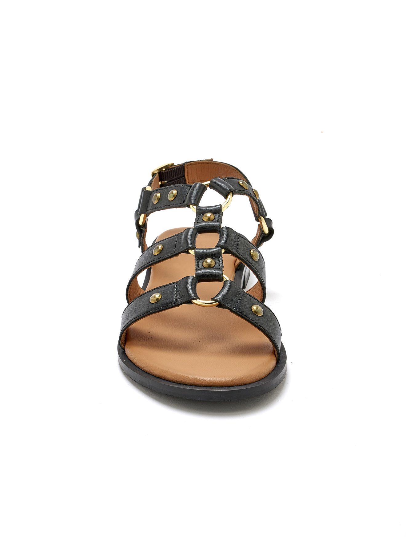 Sandales cuir lanières cloutées