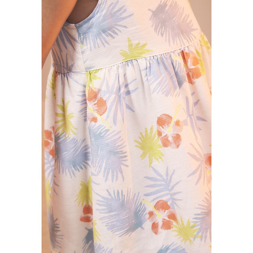 Robe à manches courtes imprimé fantaisie pour bébé fille - Blanc